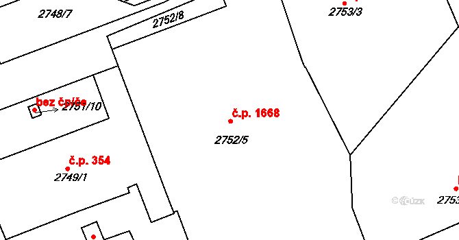 Slavkov u Brna 1668 na parcele st. 2752/5 v KÚ Slavkov u Brna, Katastrální mapa