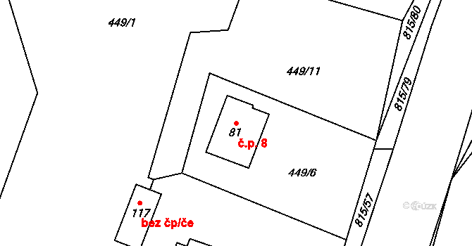 Sudslavice 8, Vimperk na parcele st. 81 v KÚ Výškovice u Vimperka, Katastrální mapa