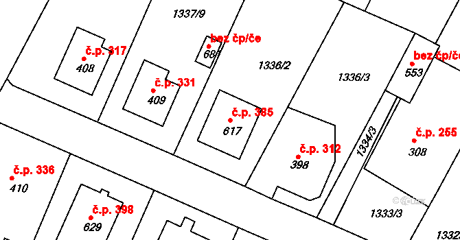 Katovice 385 na parcele st. 617 v KÚ Katovice, Katastrální mapa