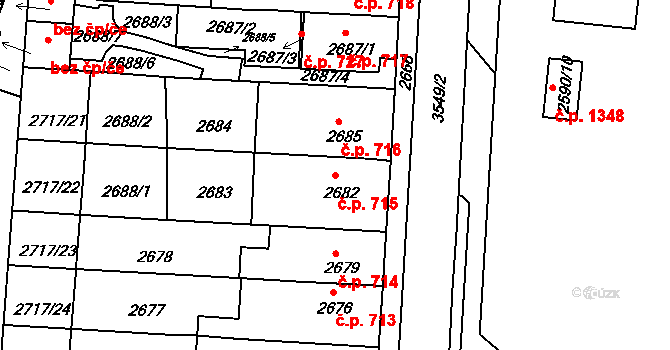 Holešov 715 na parcele st. 2682 v KÚ Holešov, Katastrální mapa
