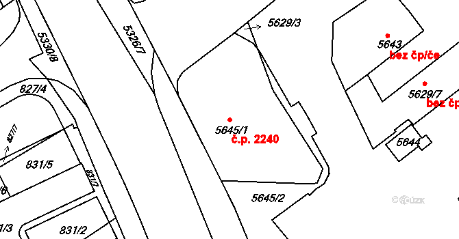 Znojmo 2240 na parcele st. 5645/1 v KÚ Znojmo-město, Katastrální mapa