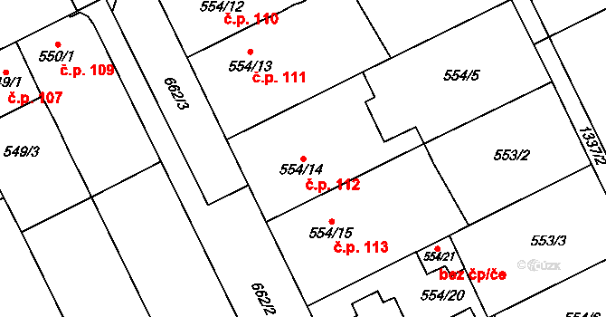 Přerov VIII-Henčlov 112, Přerov na parcele st. 554/14 v KÚ Henčlov, Katastrální mapa
