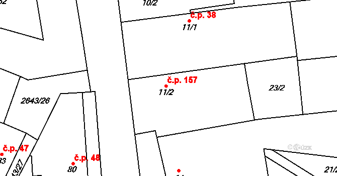 Lipník nad Bečvou VI-Loučka 157, Lipník nad Bečvou na parcele st. 11/2 v KÚ Loučka, Katastrální mapa