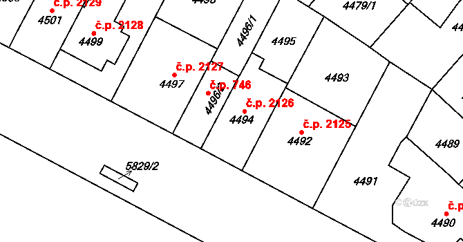 Jihlava 2126 na parcele st. 4494 v KÚ Jihlava, Katastrální mapa