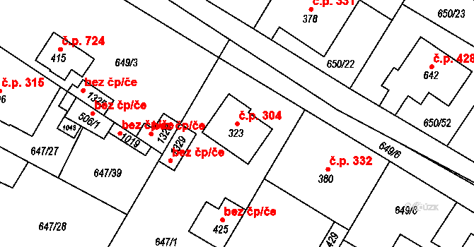 Líbeznice 304 na parcele st. 323 v KÚ Líbeznice, Katastrální mapa