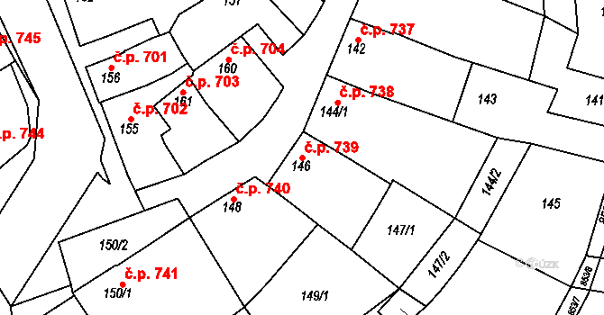 Mistřín 739, Svatobořice-Mistřín na parcele st. 146 v KÚ Mistřín, Katastrální mapa