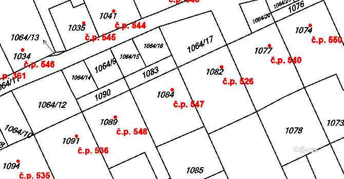 Vnorovy 547 na parcele st. 1084 v KÚ Vnorovy, Katastrální mapa