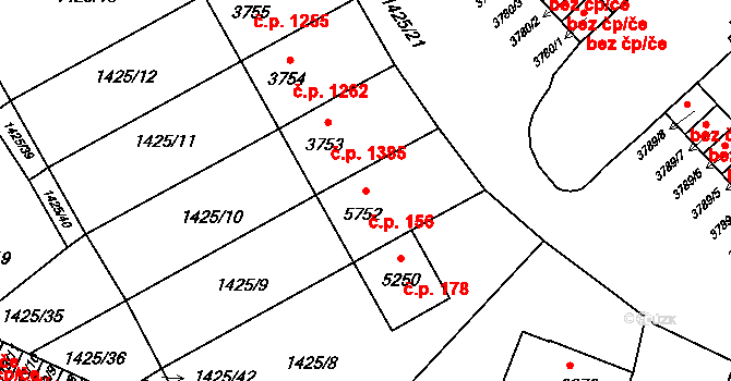 Šumperk 156 na parcele st. 5752 v KÚ Šumperk, Katastrální mapa
