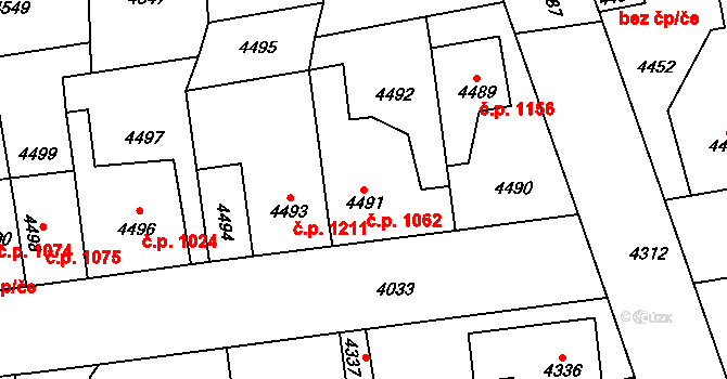Kročehlavy 1062, Kladno na parcele st. 4491 v KÚ Kročehlavy, Katastrální mapa