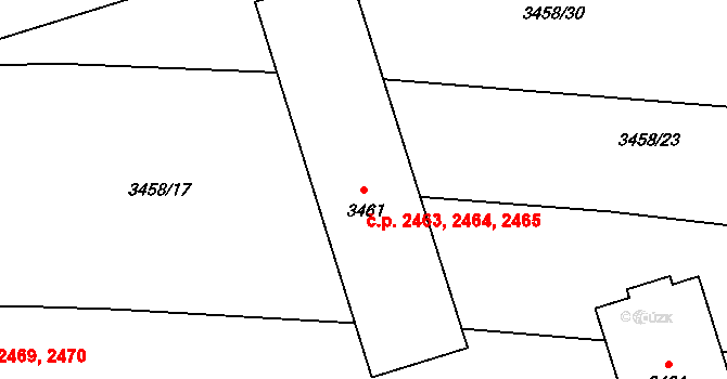Kročehlavy 2463,2464,2465, Kladno na parcele st. 3461 v KÚ Kročehlavy, Katastrální mapa