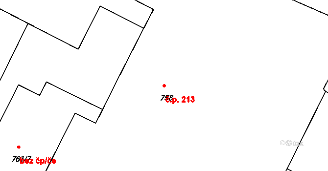 Dačice V 213, Dačice na parcele st. 758 v KÚ Dačice, Katastrální mapa