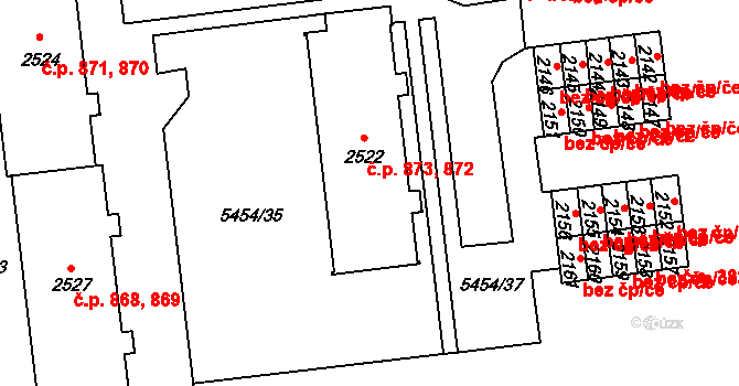 Horní Předměstí 872,873, Polička na parcele st. 2522 v KÚ Polička, Katastrální mapa