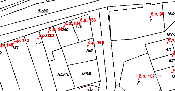 Cholina 150 na parcele st. 186 v KÚ Cholina, Katastrální mapa
