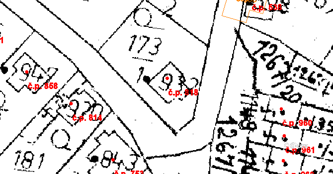 Kamenický Šenov 818 na parcele st. 932 v KÚ Kamenický Šenov, Katastrální mapa