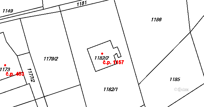 Dolní Lutyně 1157 na parcele st. 1182/2 v KÚ Dolní Lutyně, Katastrální mapa