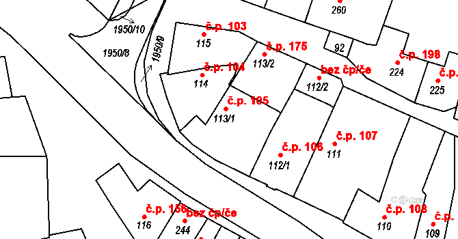 Sedlice 105 na parcele st. 113/1 v KÚ Sedlice u Blatné, Katastrální mapa