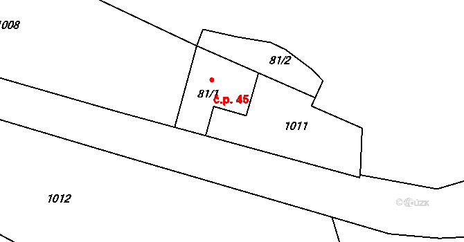 Holštejn 45 na parcele st. 81/1 v KÚ Holštejn, Katastrální mapa