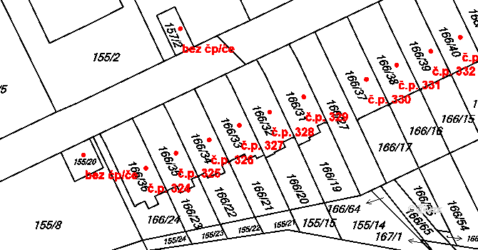 Klokoty 327, Tábor na parcele st. 166/33 v KÚ Klokoty, Katastrální mapa