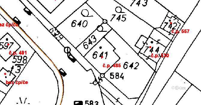 Rychnov u Jablonce nad Nisou 485 na parcele st. 641 v KÚ Rychnov u Jablonce nad Nisou, Katastrální mapa