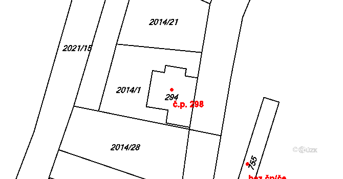 Horní Cerekev 298 na parcele st. 294 v KÚ Horní Cerekev, Katastrální mapa