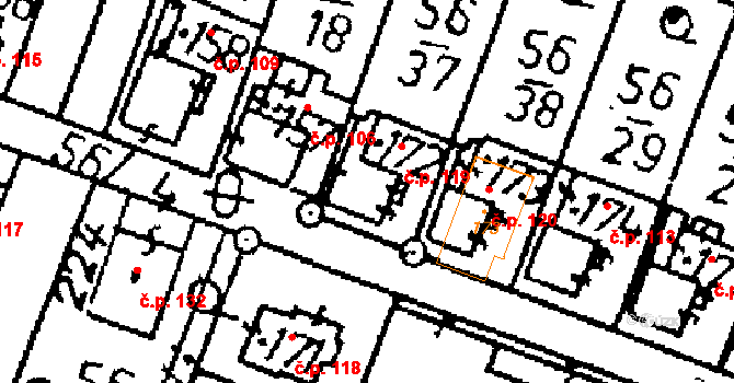 Krnsko 119 na parcele st. 172 v KÚ Krnsko, Katastrální mapa