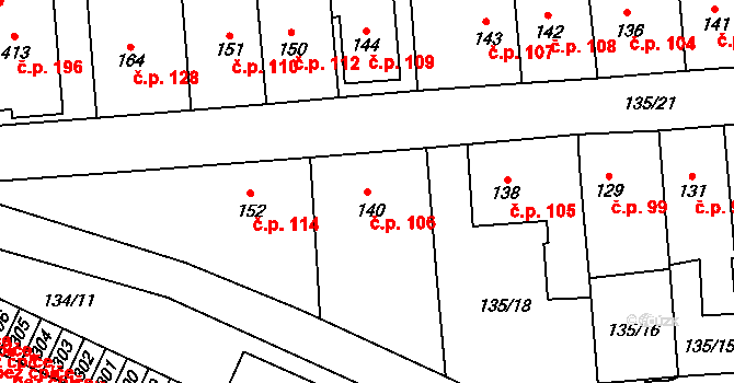 Luby 106, Klatovy na parcele st. 140 v KÚ Luby, Katastrální mapa