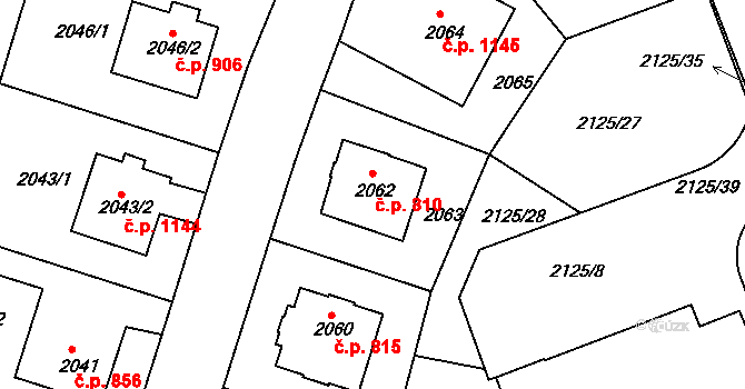 Michle 810, Praha na parcele st. 2062 v KÚ Michle, Katastrální mapa