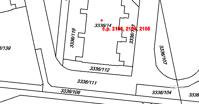 Chodov 2106, Praha na parcele st. 3336/14 v KÚ Chodov, Katastrální mapa