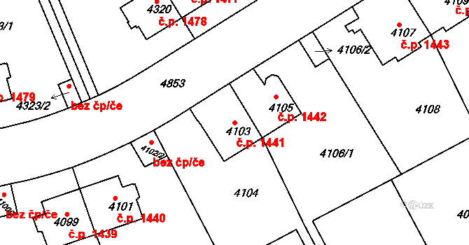 Smíchov 1441, Praha na parcele st. 4103 v KÚ Smíchov, Katastrální mapa
