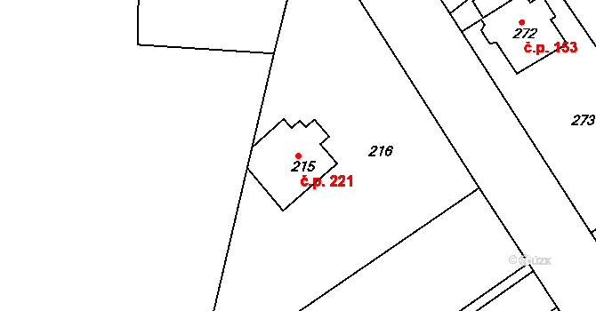 Velká Chuchle 221, Praha na parcele st. 215 v KÚ Velká Chuchle, Katastrální mapa