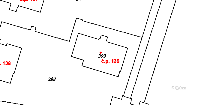 Bohnice 139, Praha na parcele st. 399 v KÚ Bohnice, Katastrální mapa