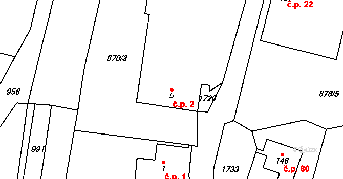 Verdek 2, Dvůr Králové nad Labem na parcele st. 5 v KÚ Verdek, Katastrální mapa