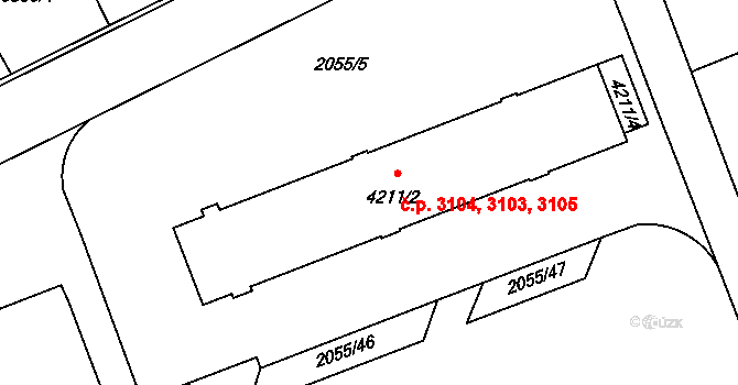Hodonín 3103,3104,3105 na parcele st. 4211/2 v KÚ Hodonín, Katastrální mapa