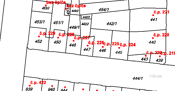 České Budějovice 7 226, České Budějovice na parcele st. 447 v KÚ České Budějovice 7, Katastrální mapa