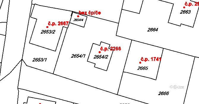 Česká Lípa 2266 na parcele st. 2654/2 v KÚ Česká Lípa, Katastrální mapa