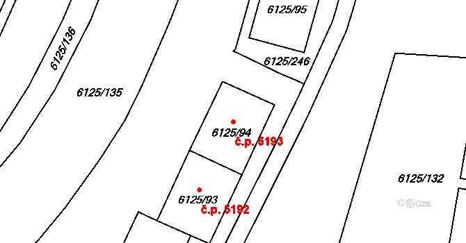 Chomutov 5193 na parcele st. 6125/94 v KÚ Chomutov I, Katastrální mapa