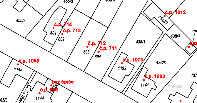 Ústí nad Orlicí 711 na parcele st. 804 v KÚ Ústí nad Orlicí, Katastrální mapa