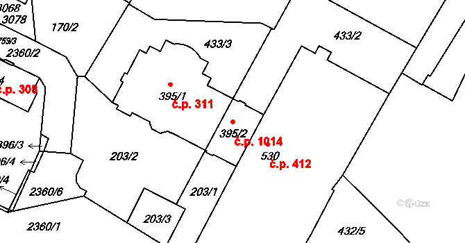 Ústí nad Orlicí 1014 na parcele st. 395/2 v KÚ Ústí nad Orlicí, Katastrální mapa