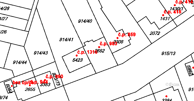 Horka-Domky 983, Třebíč na parcele st. 2682 v KÚ Třebíč, Katastrální mapa