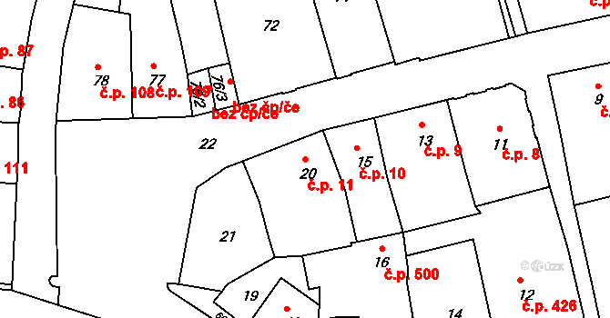 Šluknov 11 na parcele st. 20 v KÚ Šluknov, Katastrální mapa