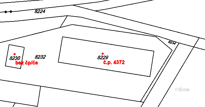 Prostějov 4372 na parcele st. 8229 v KÚ Prostějov, Katastrální mapa