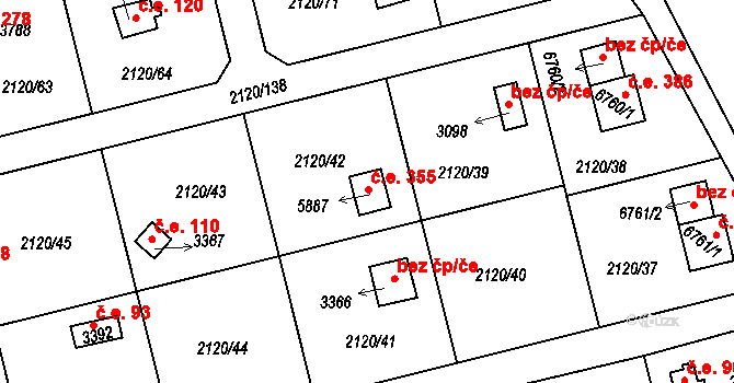 Klatovy II 355, Klatovy na parcele st. 5887 v KÚ Klatovy, Katastrální mapa