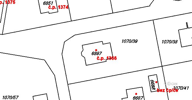 Chrudim IV 1366, Chrudim na parcele st. 6897 v KÚ Chrudim, Katastrální mapa