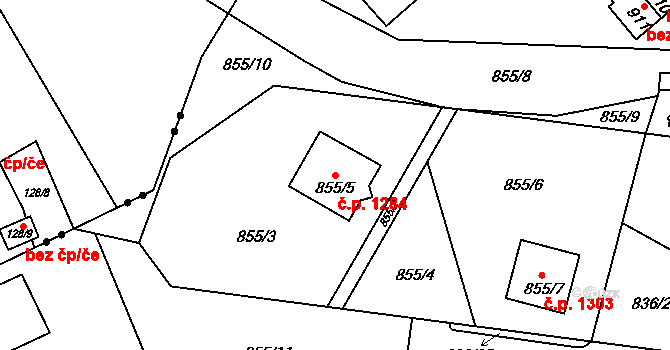 Rýmařov 1284 na parcele st. 855/5 v KÚ Rýmařov, Katastrální mapa
