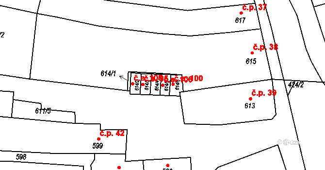 Silůvky 106 na parcele st. 614/5 v KÚ Silůvky, Katastrální mapa