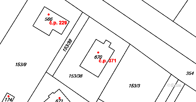 Statenice 371 na parcele st. 670 v KÚ Statenice, Katastrální mapa
