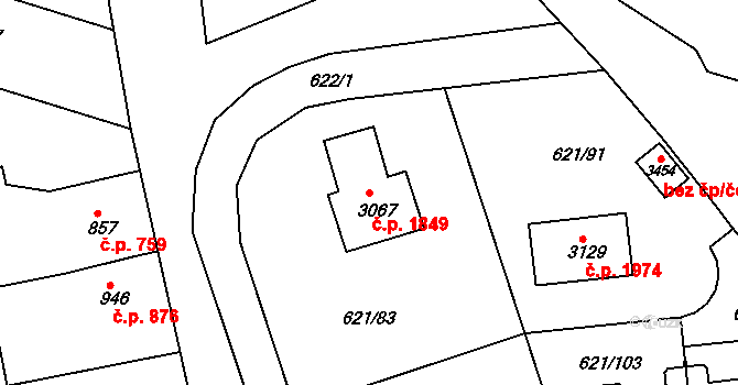 Lysá nad Labem 1849 na parcele st. 3067 v KÚ Lysá nad Labem, Katastrální mapa