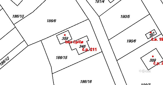 Horní Libchava 211 na parcele st. 346 v KÚ Horní Libchava, Katastrální mapa