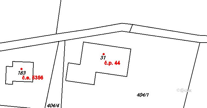 Žirecká Podstráň 44, Dvůr Králové nad Labem na parcele st. 31 v KÚ Žirecká Podstráň, Katastrální mapa