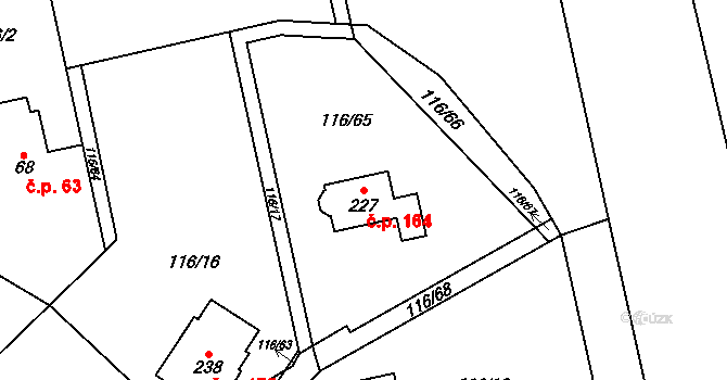 Škrovád 164, Slatiňany na parcele st. 227 v KÚ Škrovád, Katastrální mapa